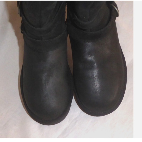 🎈SALE UGG Becket Black Distressed Leather Boots NEW - Picture 10 of 16